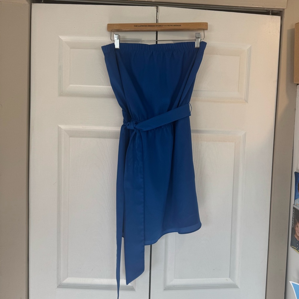 Express Strapless Blue Dress